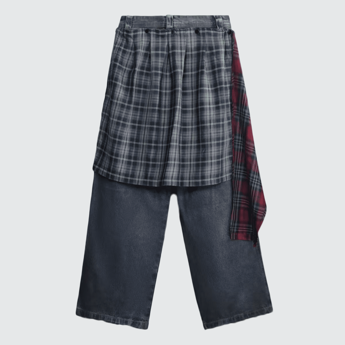 Flannel Accessorized Baggy Jeans