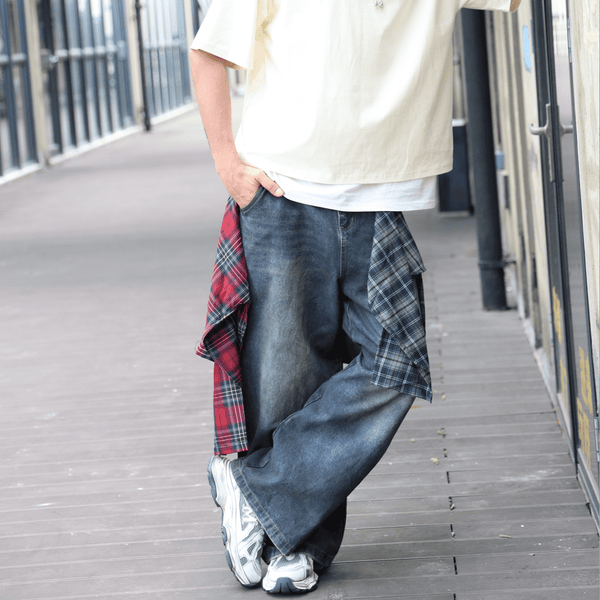 Flannel Accessorized Baggy Jeans
