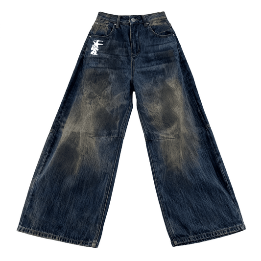 Patchwork Curved Edge Jeans