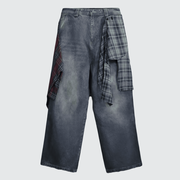 Flannel Accessorized Baggy Jeans