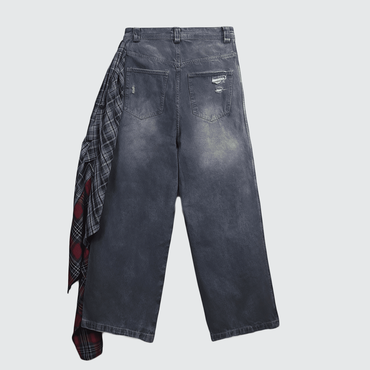 Flannel Accessorized Baggy Jeans