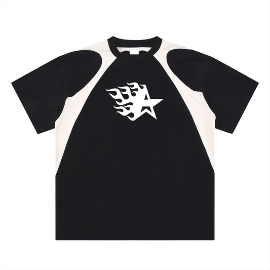 Contrast Panel Cotton T-Shirt