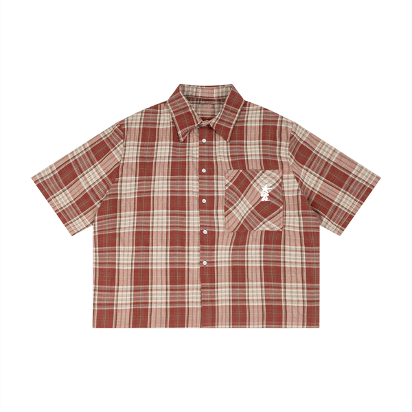 Unisex Plaid Boxy Short Sleeve Shirt