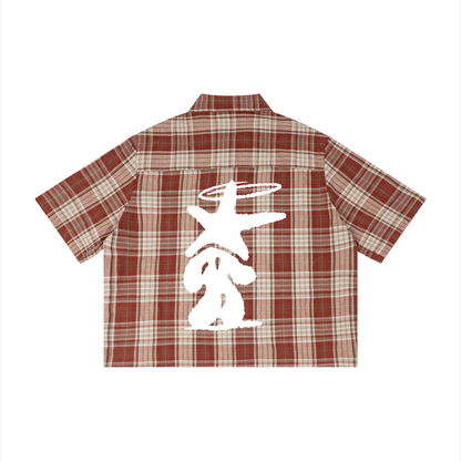 Unisex Plaid Boxy Short Sleeve Shirt
